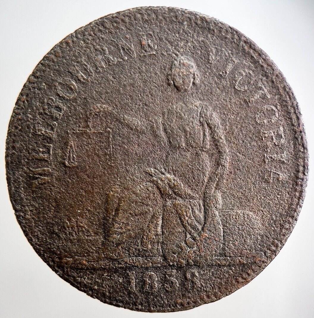 1858 Melbourne Australia Token Coin | Fair Grade | a2921