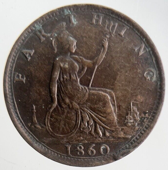1860 Victoria Farthing Coin | Very High Grade | a4559