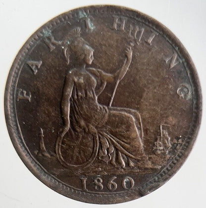 1860 Victoria Farthing Coin | Very High Grade | a4559