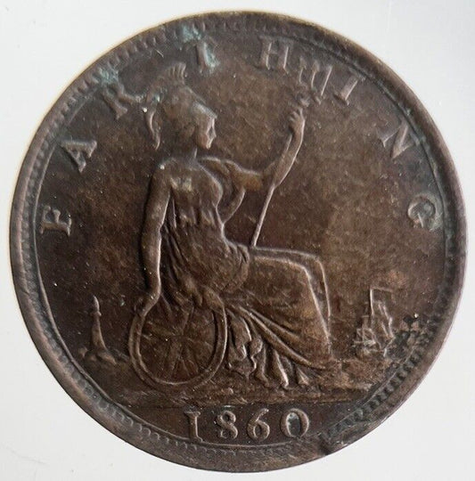1860 Victoria Farthing Coin | Very High Grade | a4559