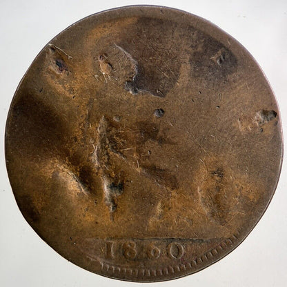 1860 Victoria One Penny Coin | Fair Grade