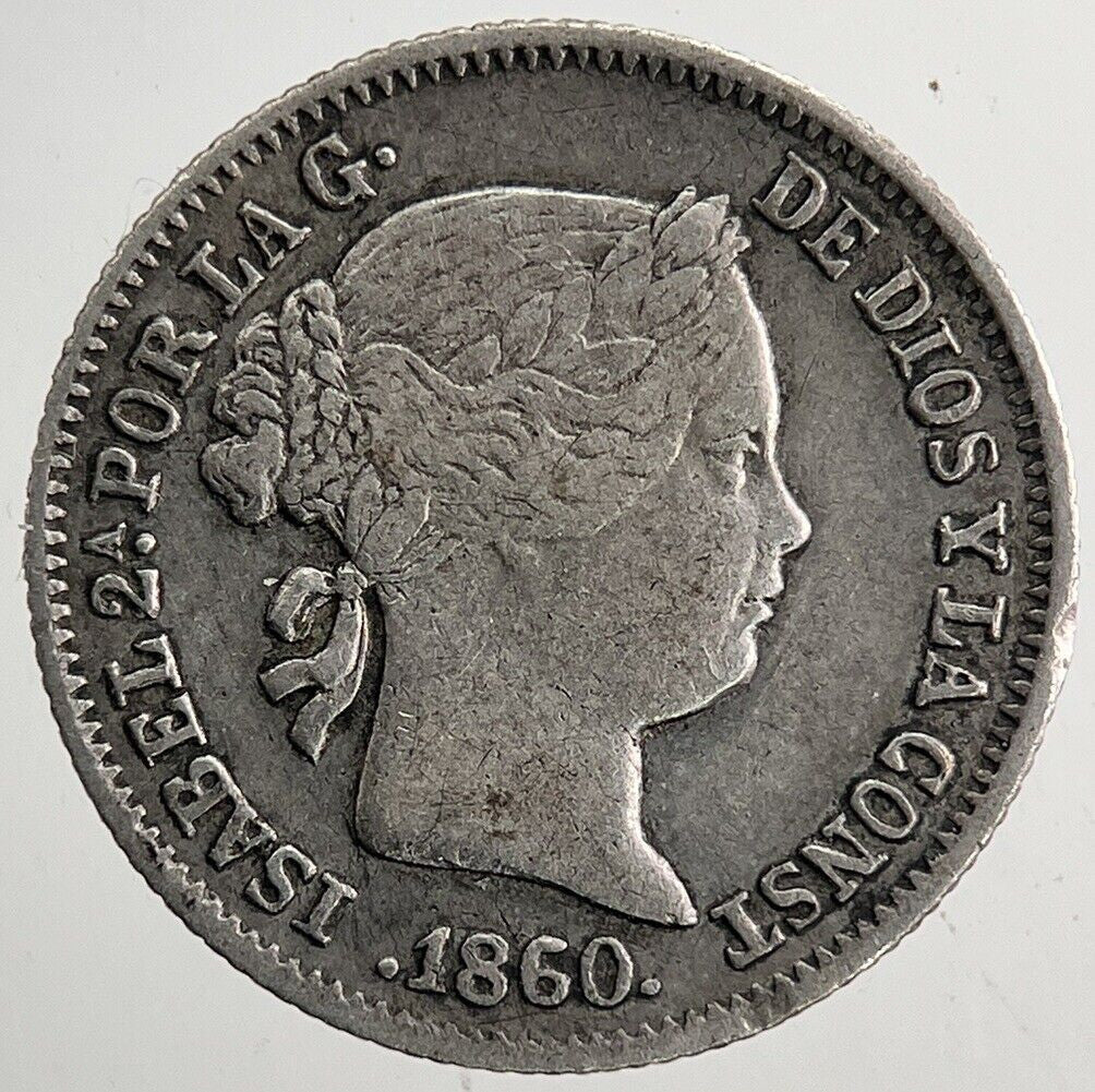 1860 Spain One 1 Real Silver Coin | Fine Collectable Grade | a9370