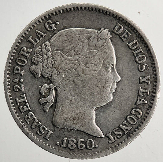 1860 Spain One 1 Real Silver Coin | Fine Collectable Grade | a9370