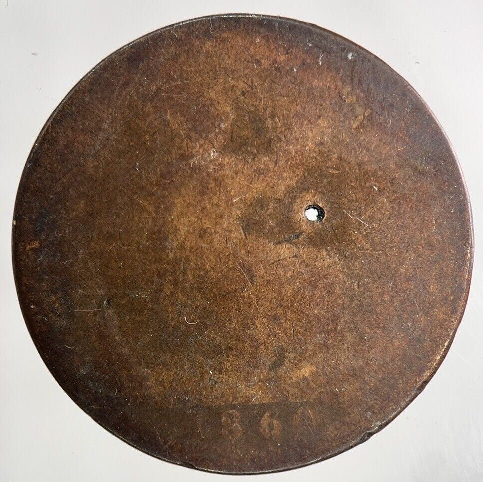 1860 Victoria One Penny Coin | Worn Grade
