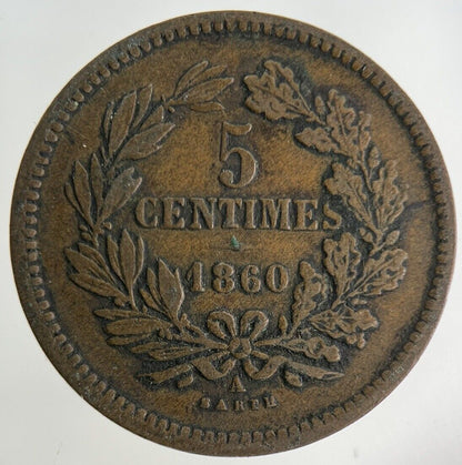 1860 Luxembourg 5 Centimes Coin | Fine Collectable Grade