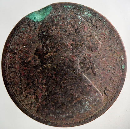 1860 Victoria One Penny Coin | Fair Grade