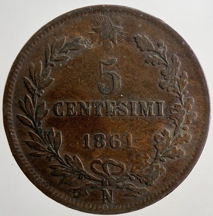 1861 Italy 5 Centesimi Coin | Fine Collectable Grade | a6939