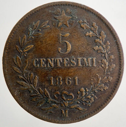 1861 Italy 5 Centesimi Coin | Fine Collectable Grade | a6891