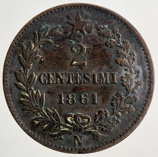 1861 Italy 2 Centesimi Coin | Fine Collectable Grade | a8465