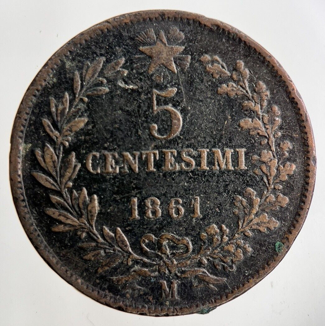 1861 Italy 5 Centesimi Coin | Fine Collectable Grade