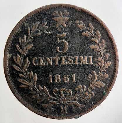 1861 Italy 5 Centesimi Coin | Fine Collectable Grade