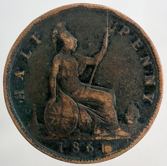 1861 Victoria Half-Penny Coin | Fine Collectable Grade