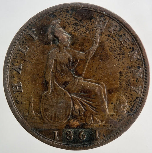 1861 Victoria Half-Penny Coin | Fine Collectable Grade