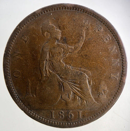 1861 Victoria One Penny Coin | Collectable Grade