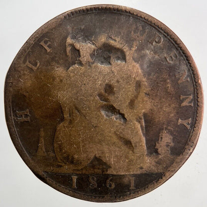 1861 Victoria Half-Penny Coin | Worn Grade