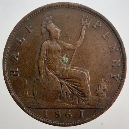 1861 Victoria Half-Penny Coin | Fine Collectable Grade | a8045