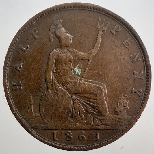 1861 Victoria Half-Penny Coin | Fine Collectable Grade | a8045