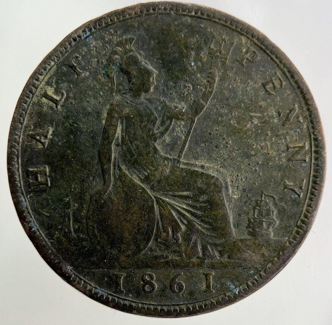 1861 Victoria Half-Penny Coin | Fine Collectable Grade