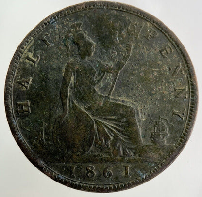 1861 Victoria Half-Penny Coin | Fine Collectable Grade