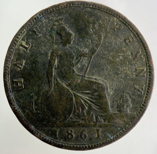 1861 Victoria Half-Penny Coin | Fine Collectable Grade