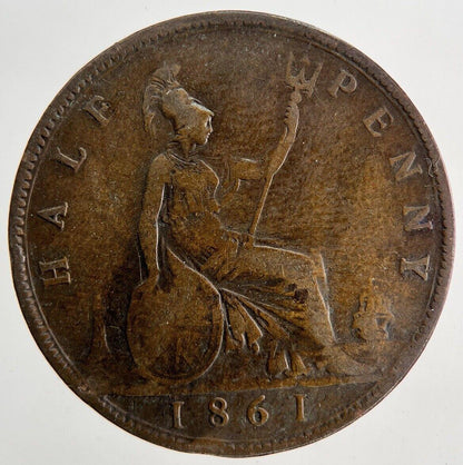 1861 Victoria Half-Penny Coin | Fine Collectable Grade