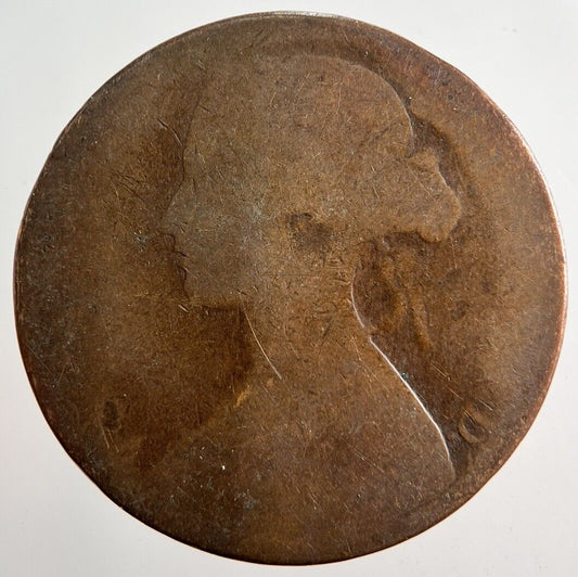 1861 Victoria One Penny Coin | Worn Grade