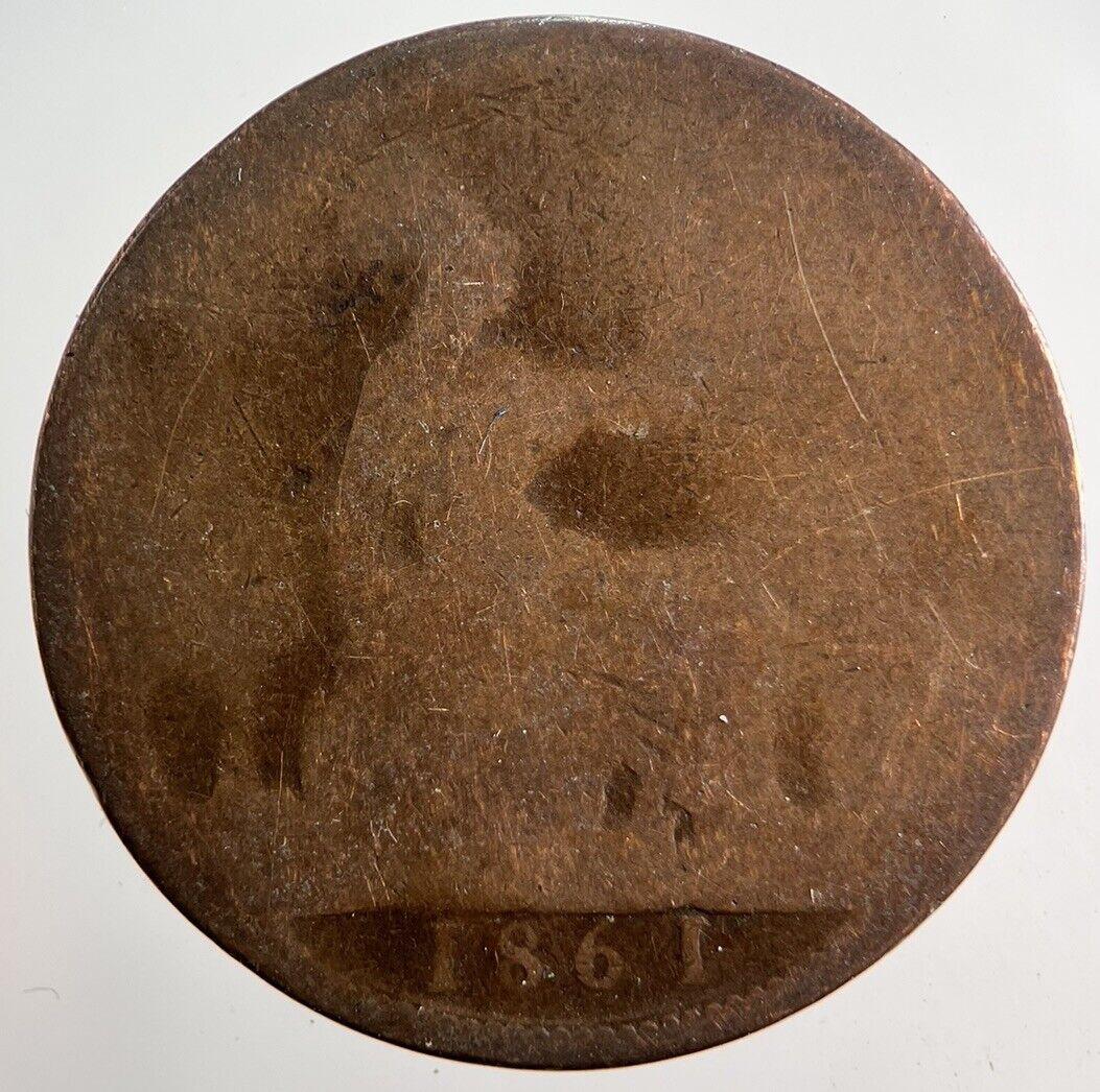 1861 Victoria One Penny Coin | Worn Grade