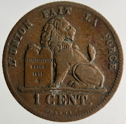 1862 Belgium 1 Cent Coin | Fine Collectable Grade