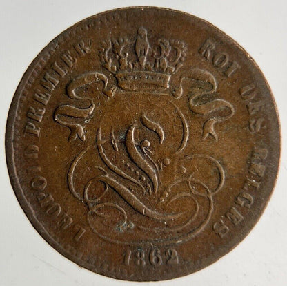 1862 Belgium 1 Cent Coin | Fine Collectable Grade