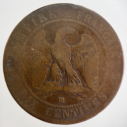 1862 France Dix 10 Centimes Napoleon III Coin | Fair Grade