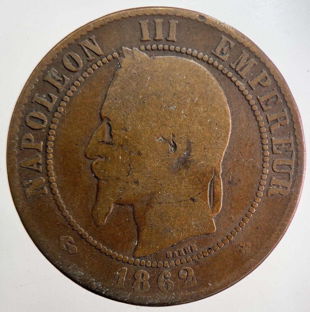 1862 France Dix 10 Centimes Napoleon III Coin | Fair Grade