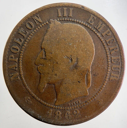 1862 France Dix 10 Centimes Napoleon III Coin | Fair Grade