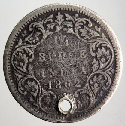 1862 India 1/4 Quarter Rupee Silver Coin | Collectable Grade | a4118