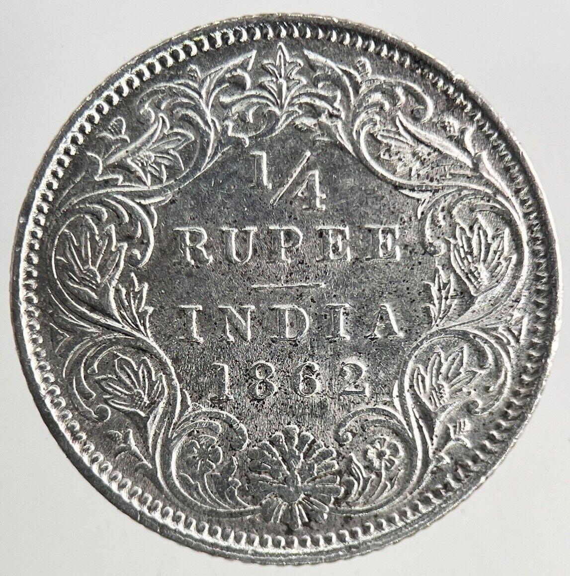 1862 India 1/4 Quarter Rupee Silver Coin | Very High Grade