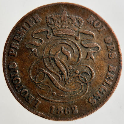 1862 Belgium 2 Centimes Coin | Fine Collectable Grade