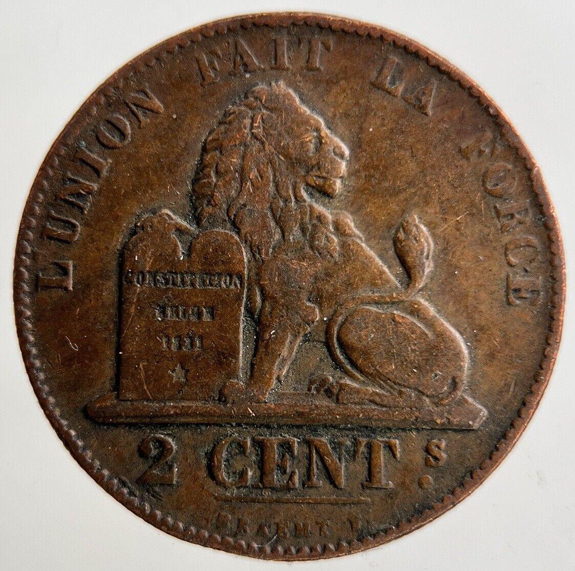 1862 Belgium 2 Centimes Coin | Fine Collectable Grade