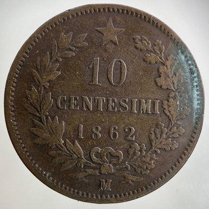 1862 Italy 10 Centesimi Coin | Fine Collectable Grade