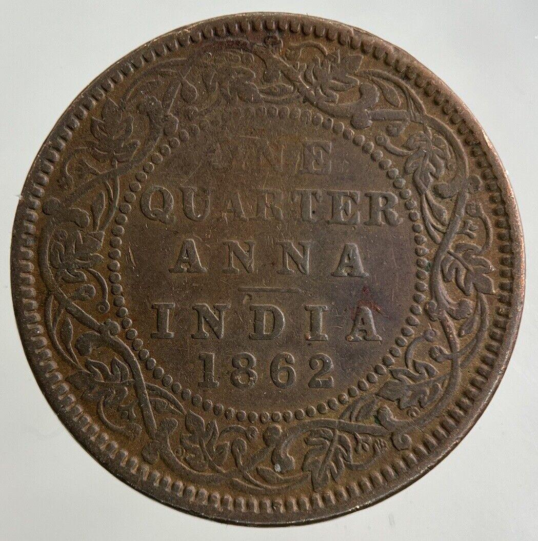 1862 India Quarter 1/4 Anna Coin | Fine Collectable Grade