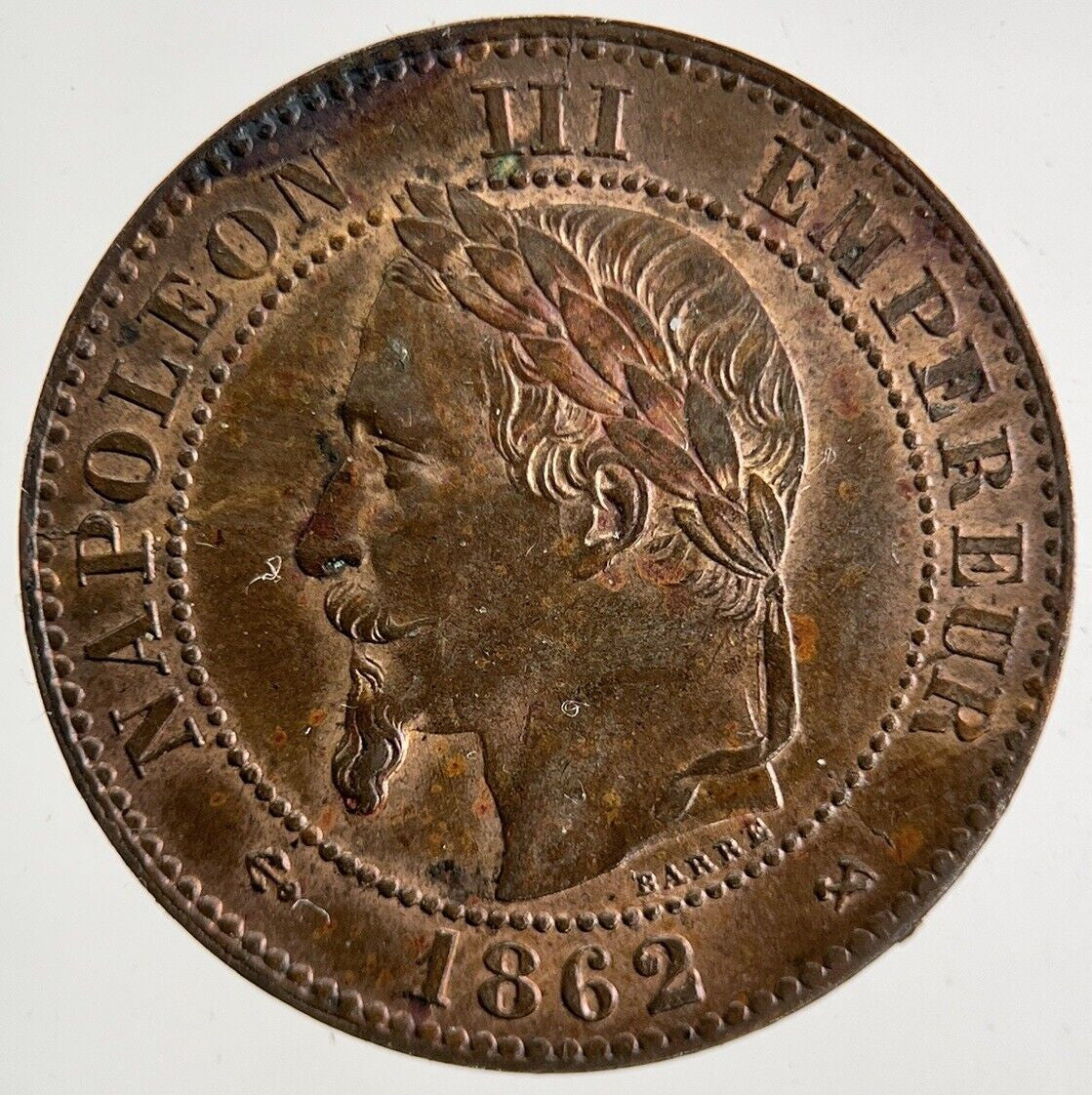 1862 France 2 Centimes Coin | Very High Grade