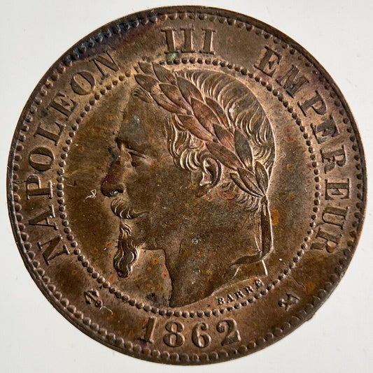 1862 France 2 Centimes Coin | Very High Grade