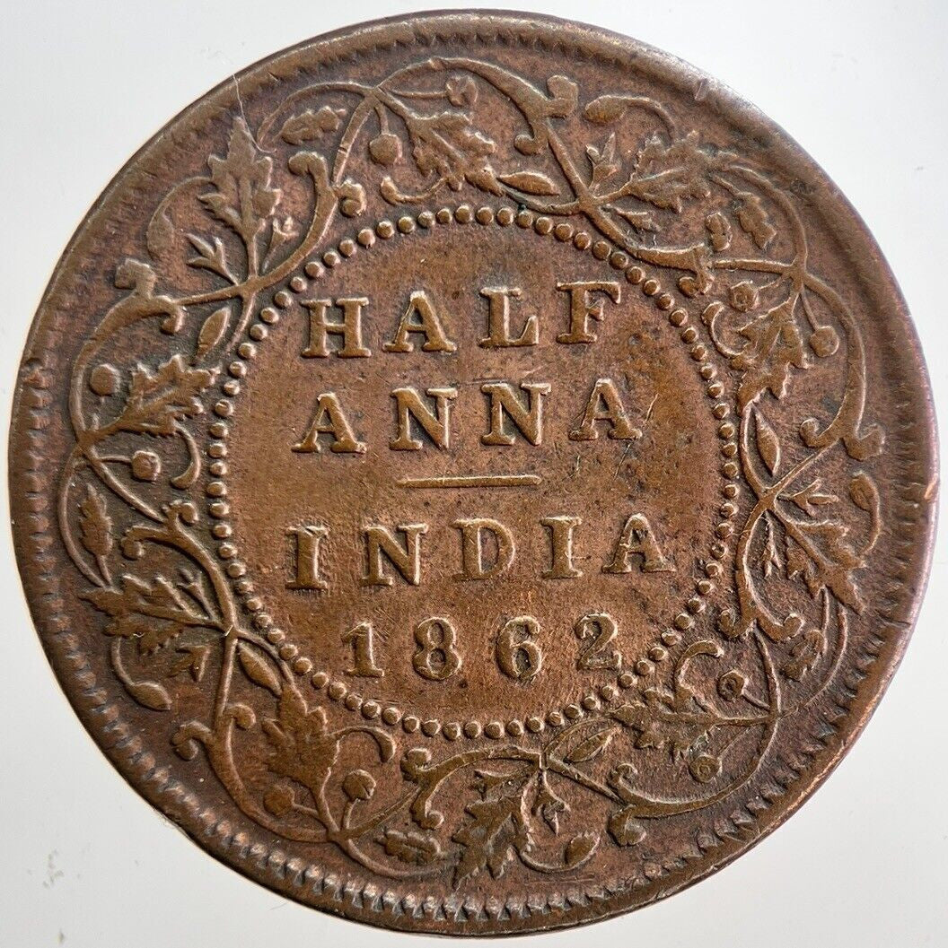 1862 Victoria 1/2 Half Anna Coin | Fine Collectable Grade | a6162