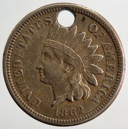 1862 US USA Indian Head One Cent Coin | Very High Grade