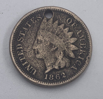 1862 US USA Indian Head One 1 Cent | American Copper Coin | Fine Grade | a466