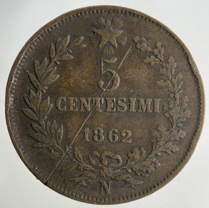 1862 Italy 5 Centesimi Coin | Fine Collectable Grade