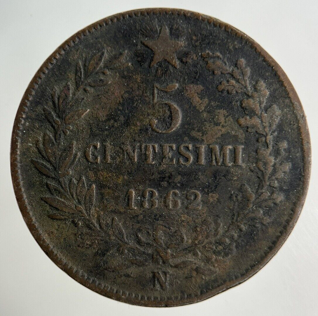 1862 Italy 5 Centesimi Coin | Fine Collectable Grade
