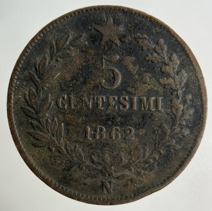 1862 Italy 5 Centesimi Coin | Fine Collectable Grade