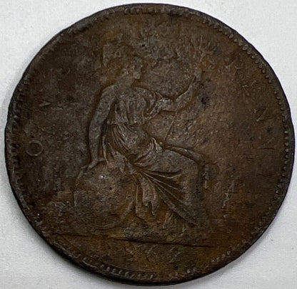 1862 Penny Queen Victoria | British Copper Coin | Collectable Grade | a776