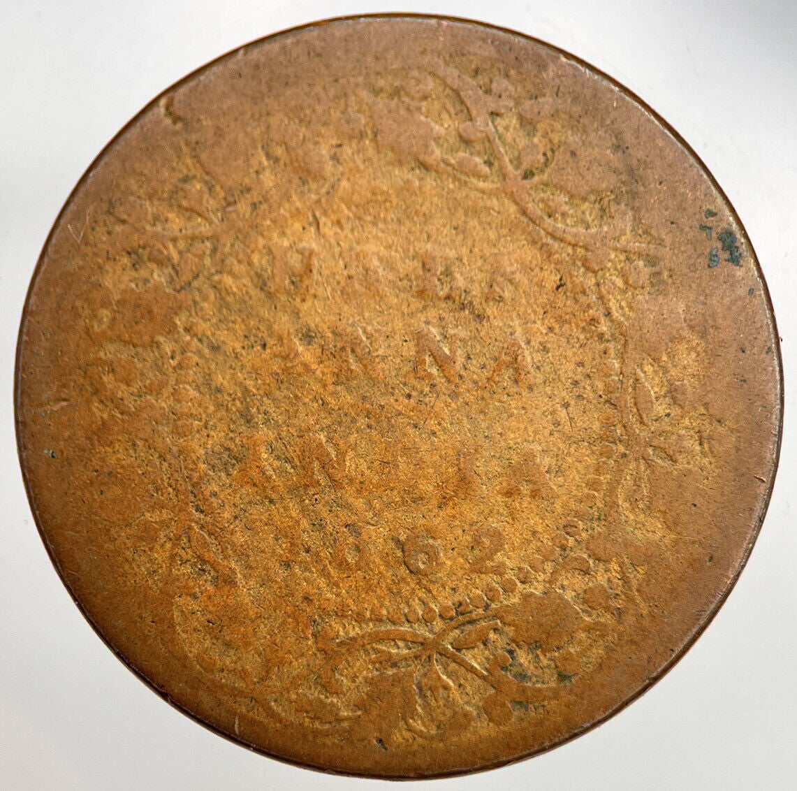1862 India Half Anna Coin | Worn Grade | a1649