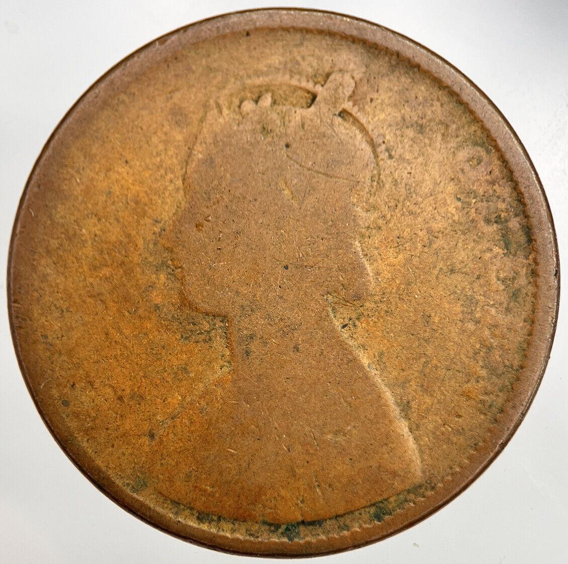 1862 India Half Anna Coin | Worn Grade | a1649