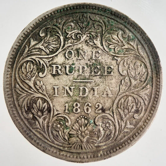 1862 India 1 One Rupee Silver Coin | Collectable Grade | a7417